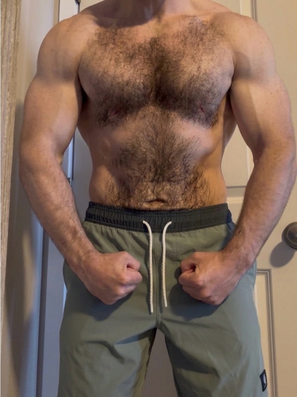 Men's Olive Green Drawstring lined Swim Shorts